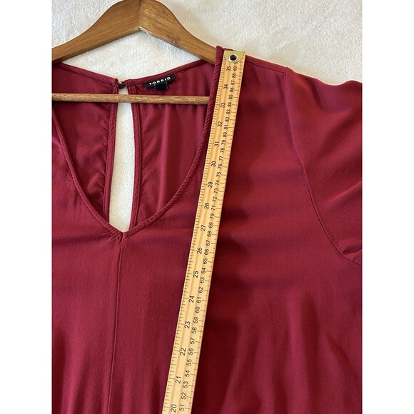Torrid Womens Jumpsuit Size 4 Plus Burgundy Wide Leg Challis Flowy Elegant Wine - Picture 11 of 15
